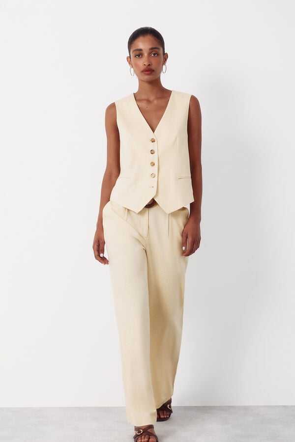 Cortefiel Tailored waistcoat Yellow