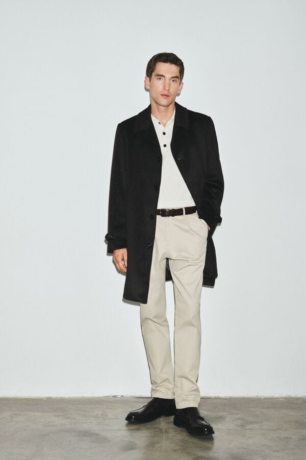 Cortefiel Wool shirt coat Dark brown