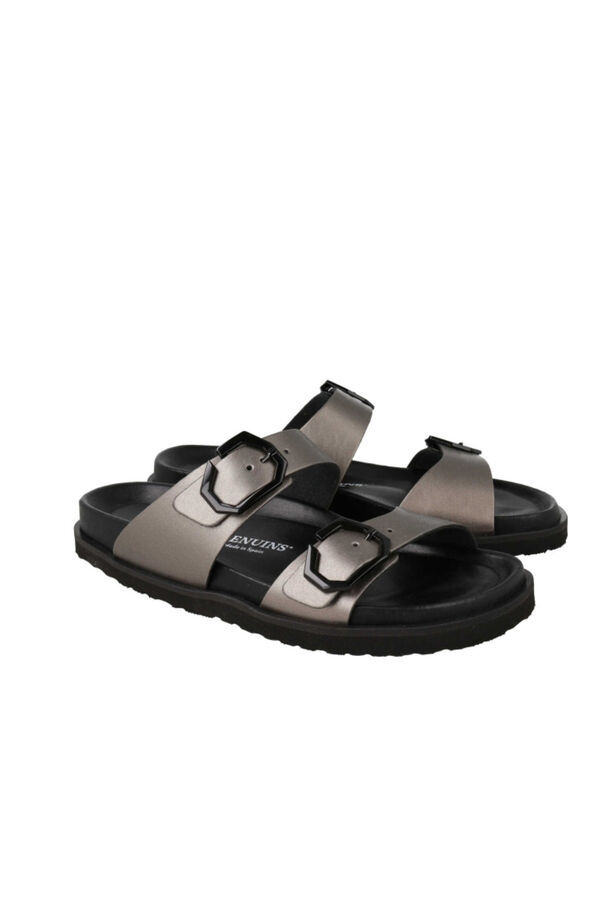 Genuins Sand&aacute;lia metalizada Preto