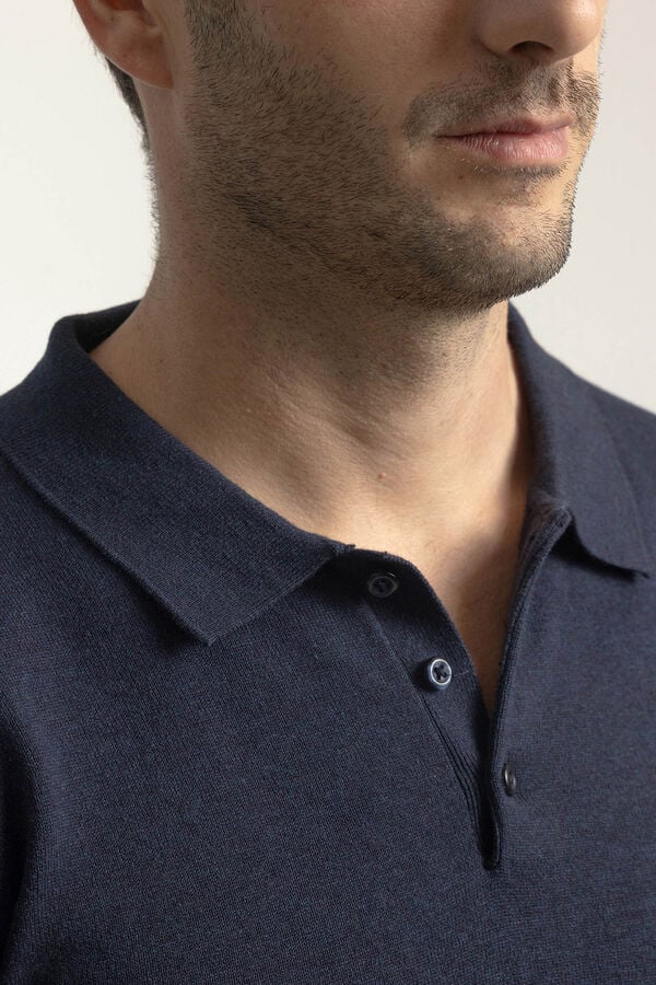 PuroEGO Camisola gola em bico algodão Azul