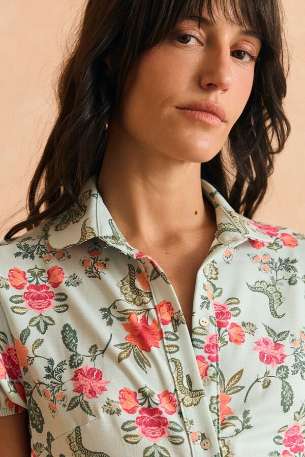 Pol&iacute;n Et Moi Vestido camiseiro Mila Azul