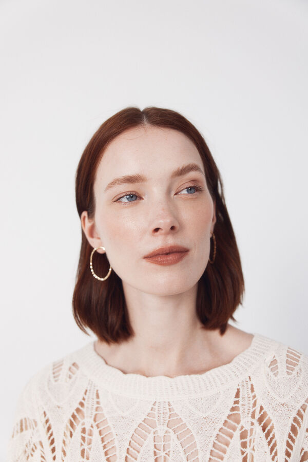 Cortefiel Long crochet dress White