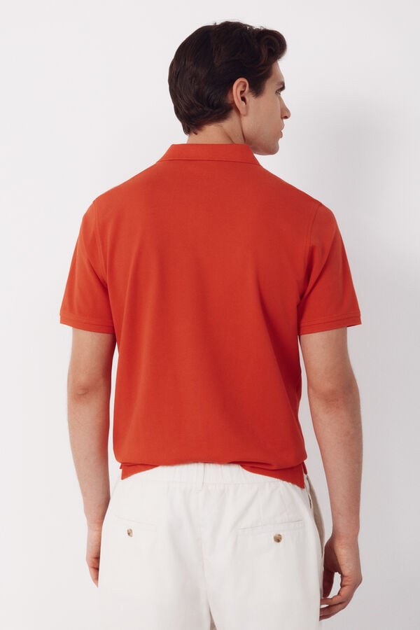 Cortefiel Piqu&eacute; basic polo shirt Coral