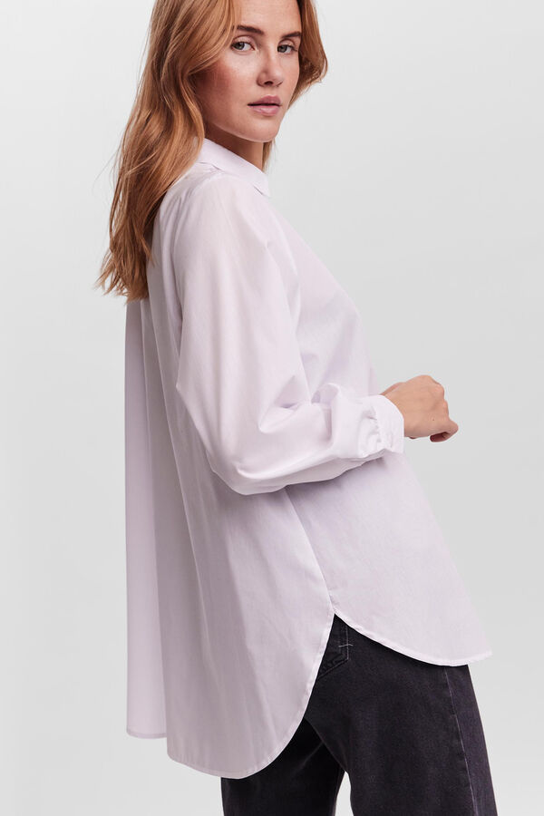 Cortefiel Camisa oversize de mulher de manga comprida Branco