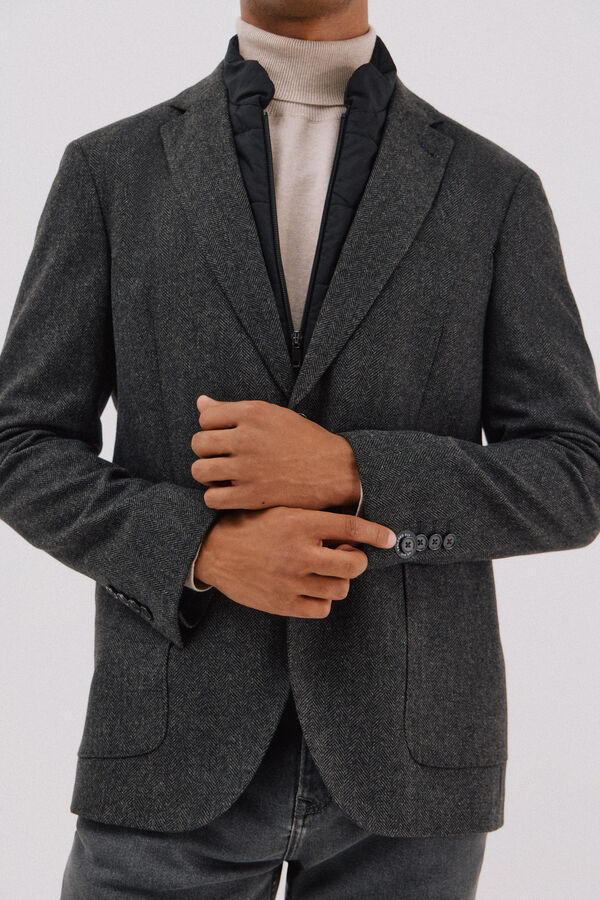 Cortefiel Herringbone wool herringbone Dark grey