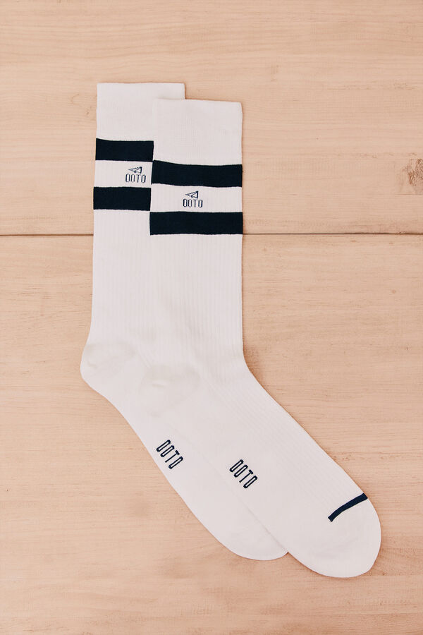 OOTO Meia canelada desportiva Branco