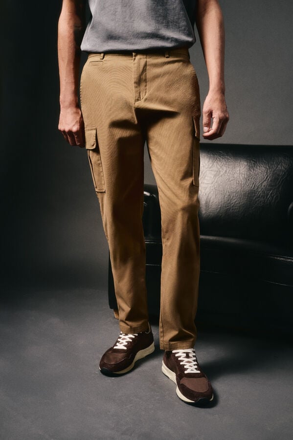 OOTO Calças cargo slim fit Castanho