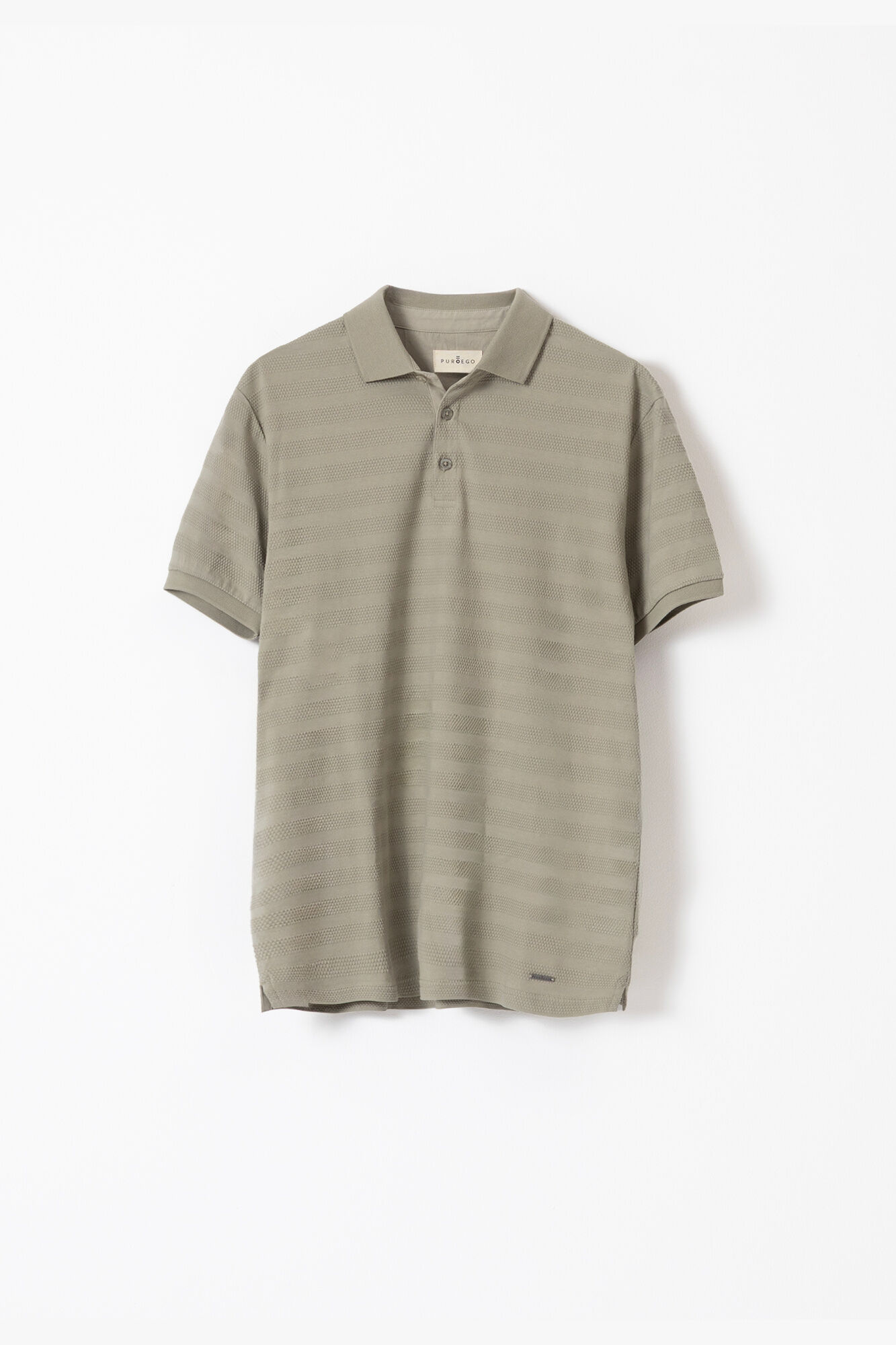 PuroEGO Polo em algod&atilde;o dobby liquen