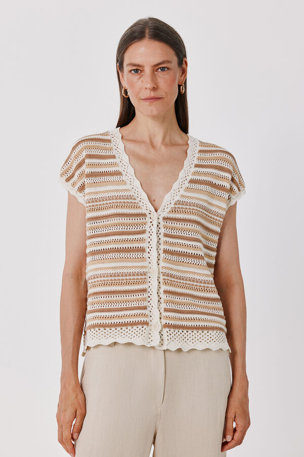 Cortefiel Multicoloured knit jacket Ivory