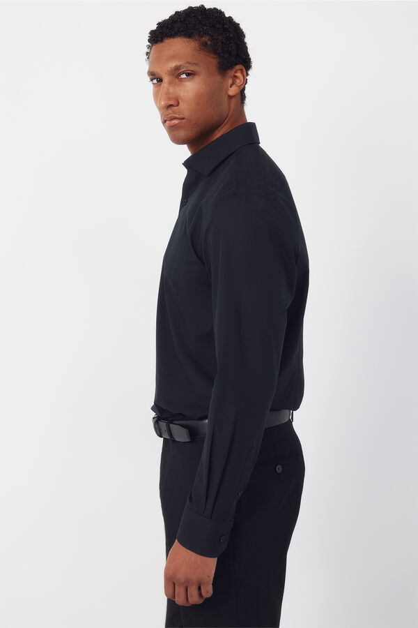 Cortefiel Slim fit easy-iron ottoman dress shirt Black