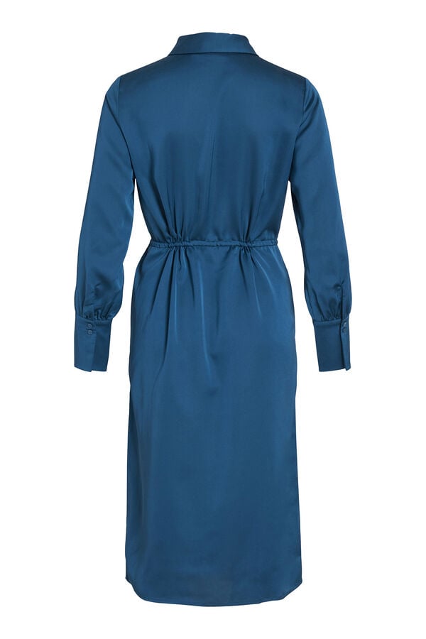 Cortefiel Satin-finish shirt dress Turquoise