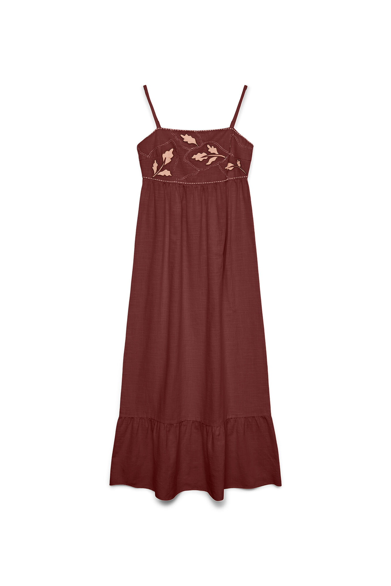 Vero Moda Vestido tobillero algod&oacute;n con bordados