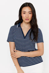 Cortefiel Textured striped polo shirt Printed blue