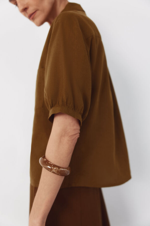 Cortefiel Rustic short sleeve shirt Kaki