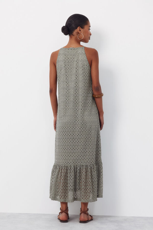 Cortefiel Vestido halter estruturado Verde