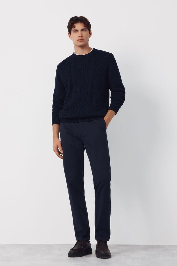 Cortefiel Pantal&oacute;n chino regular fit Azul marino