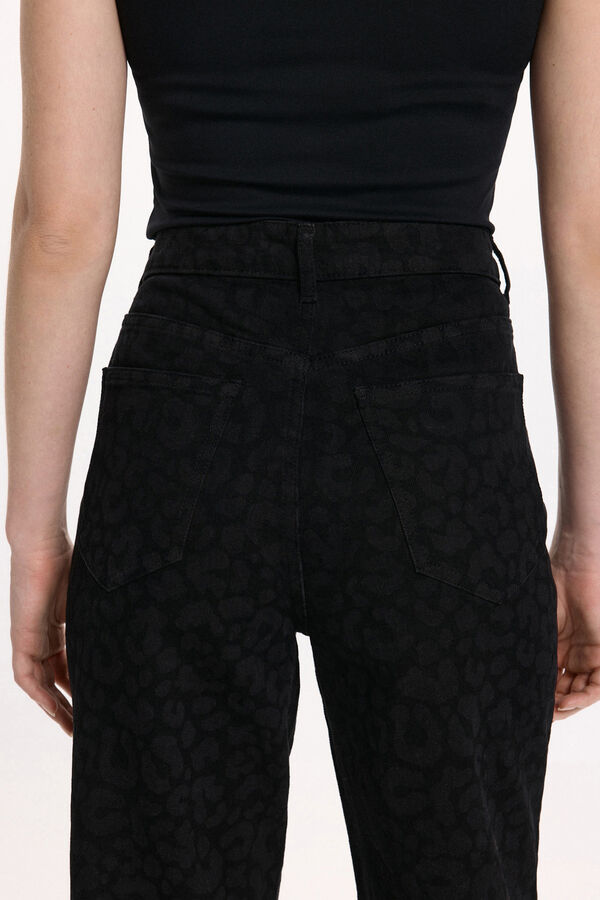 Vila Calça calça com estampa animal Preto