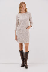 Cortefiel Short tweed dress Beige