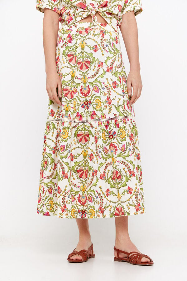 Cortefiel Printed flared skirt Multicolour