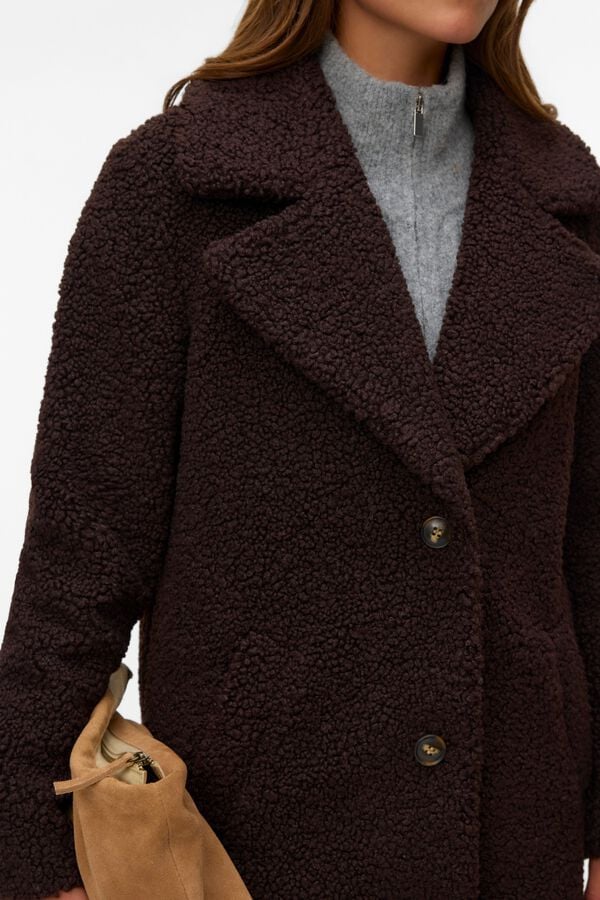 Vero Moda Sobretudo teddy com bot&otilde;es Castanho