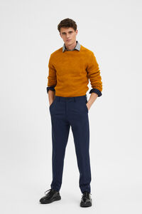 Cortefiel Slim fit textured trousers Blue