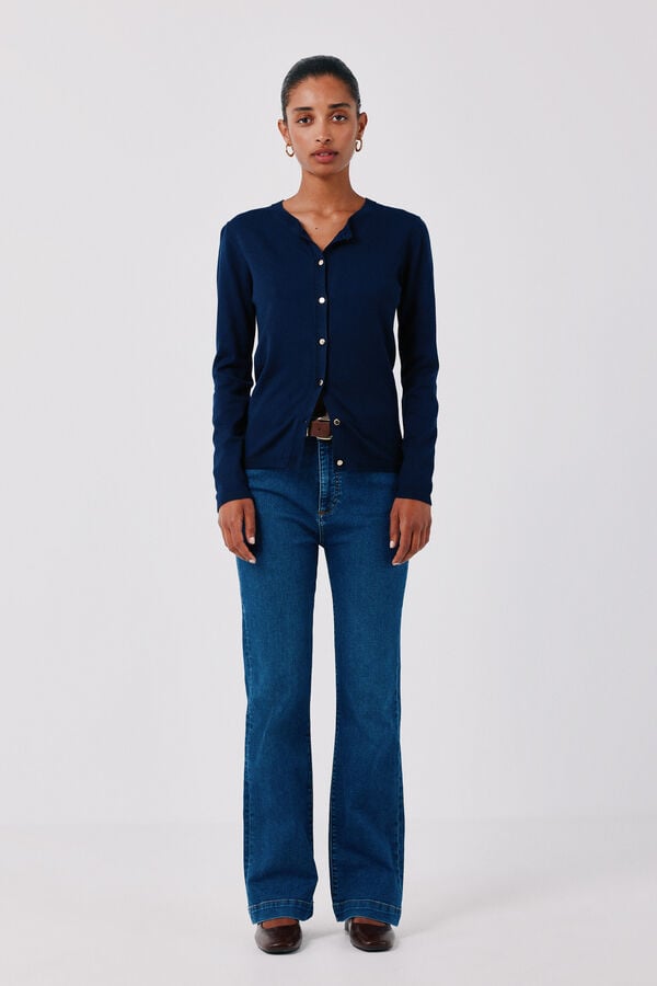 Cortefiel Basic knit jacket Navy