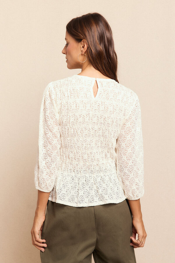 Slowlove Top estampado fruncido Marfil
