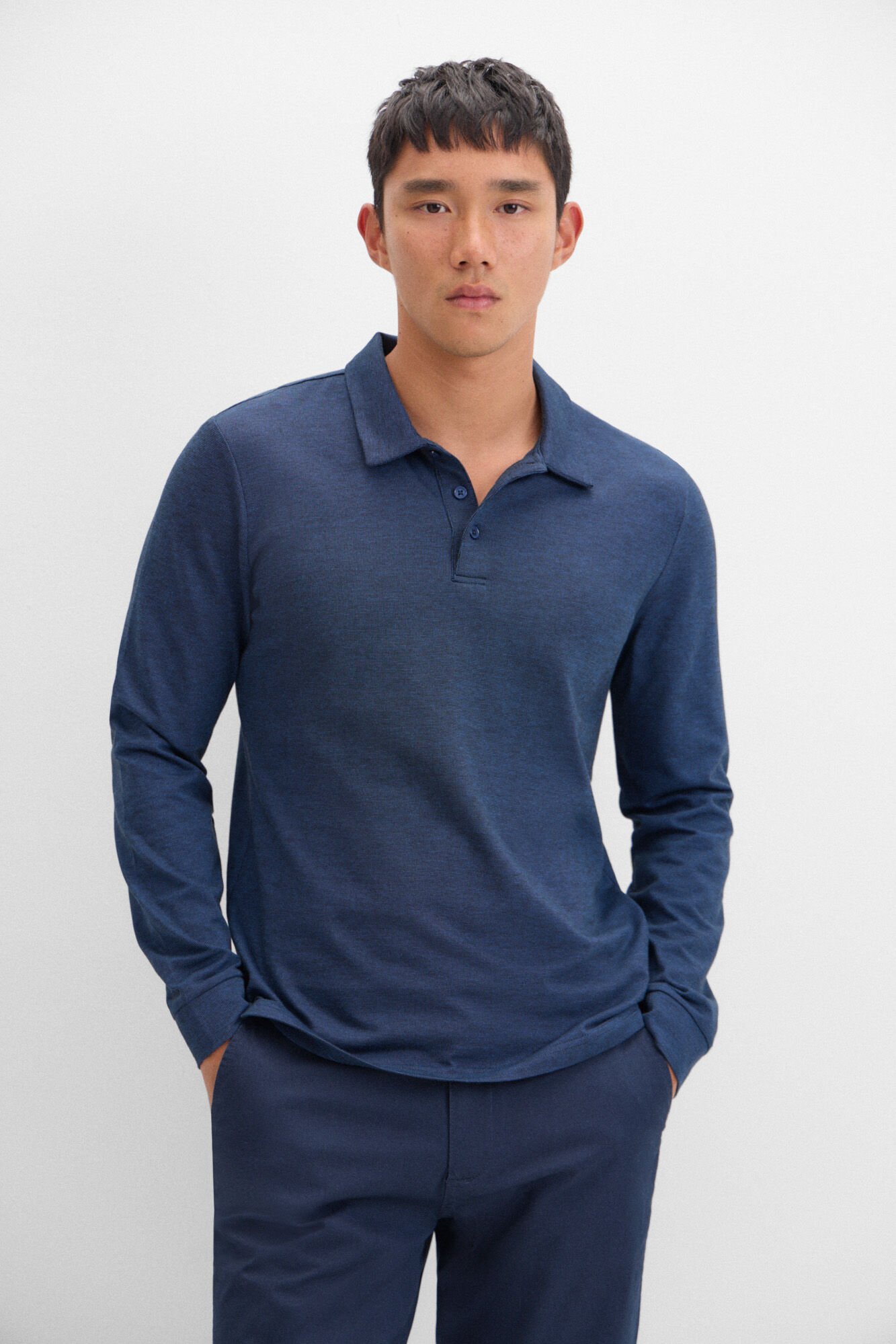 Polo algodon tencel manga larga Polos de hombre Cortefiel