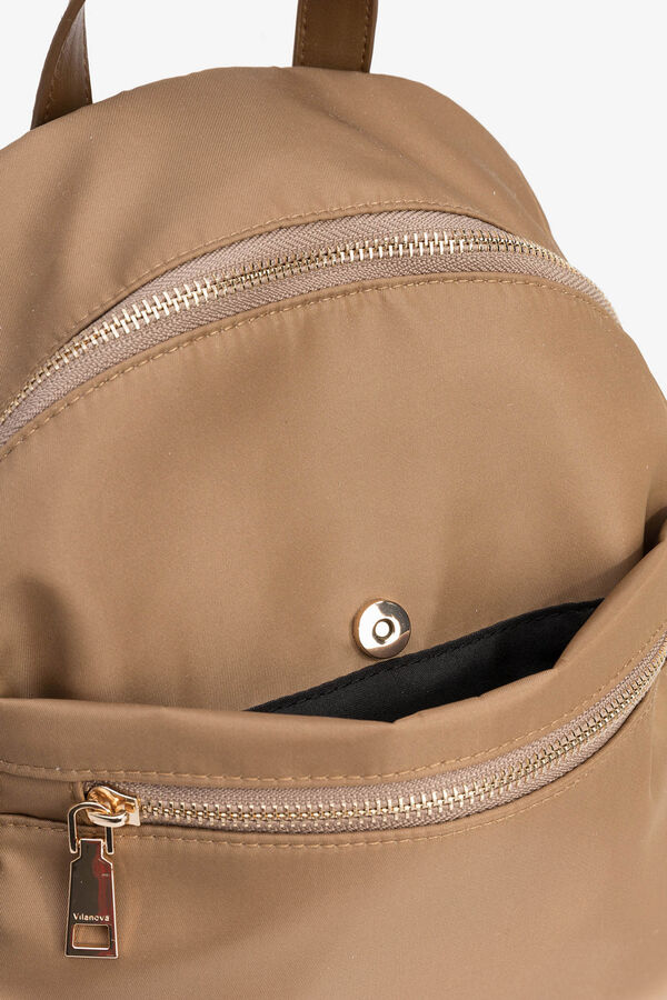 Vilanova Mochila com bolso de nylon Castanho