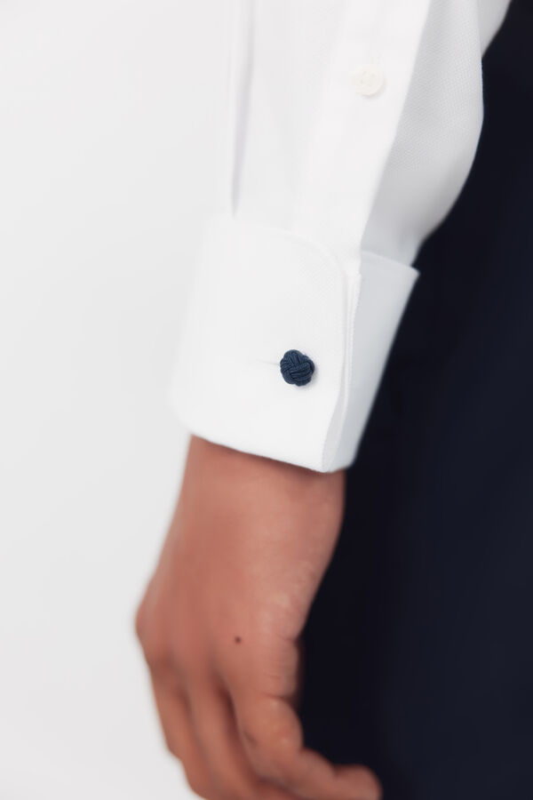 Cortefiel Camisa pu&ntilde;o gemelo slim fit f&aacute;cil plancha Blanco