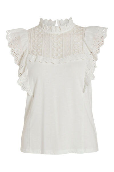 Cortefiel Romantic openwork ruffles blouse White