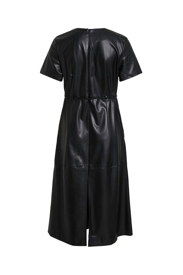 Vila Vestido midi de couro sintético Preto