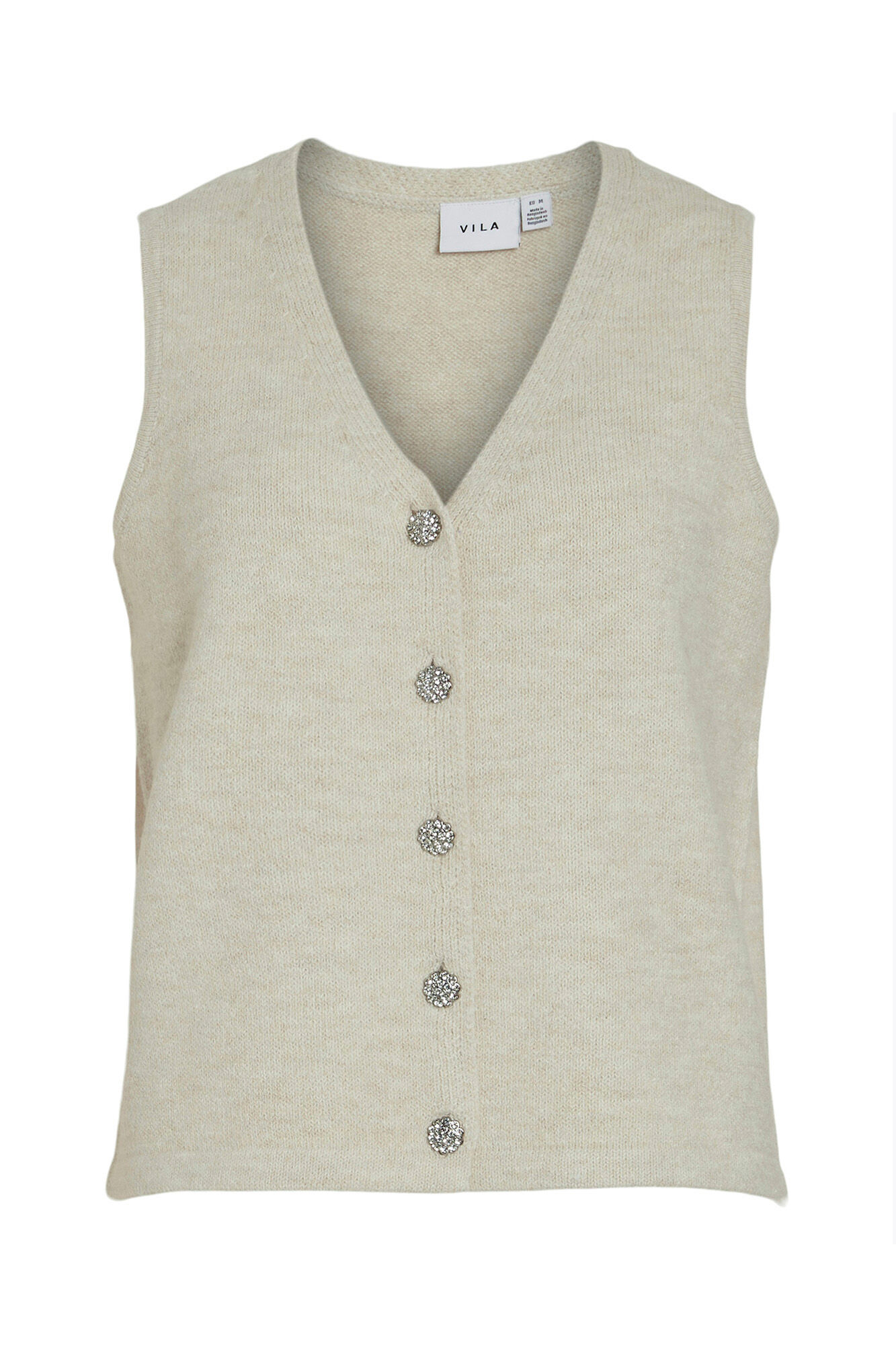 Vila Malha de colete com bot&otilde;es de joia