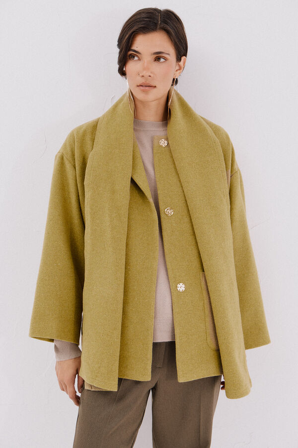 Cortefiel Coat with detachable scarf Yellow