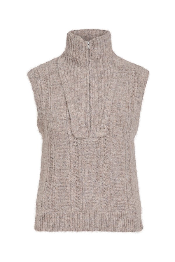 Vila High neck knit gilet Beige