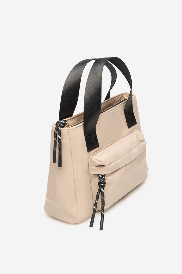 Cortefiel Sacola de compras de nylon com bolso Castanho