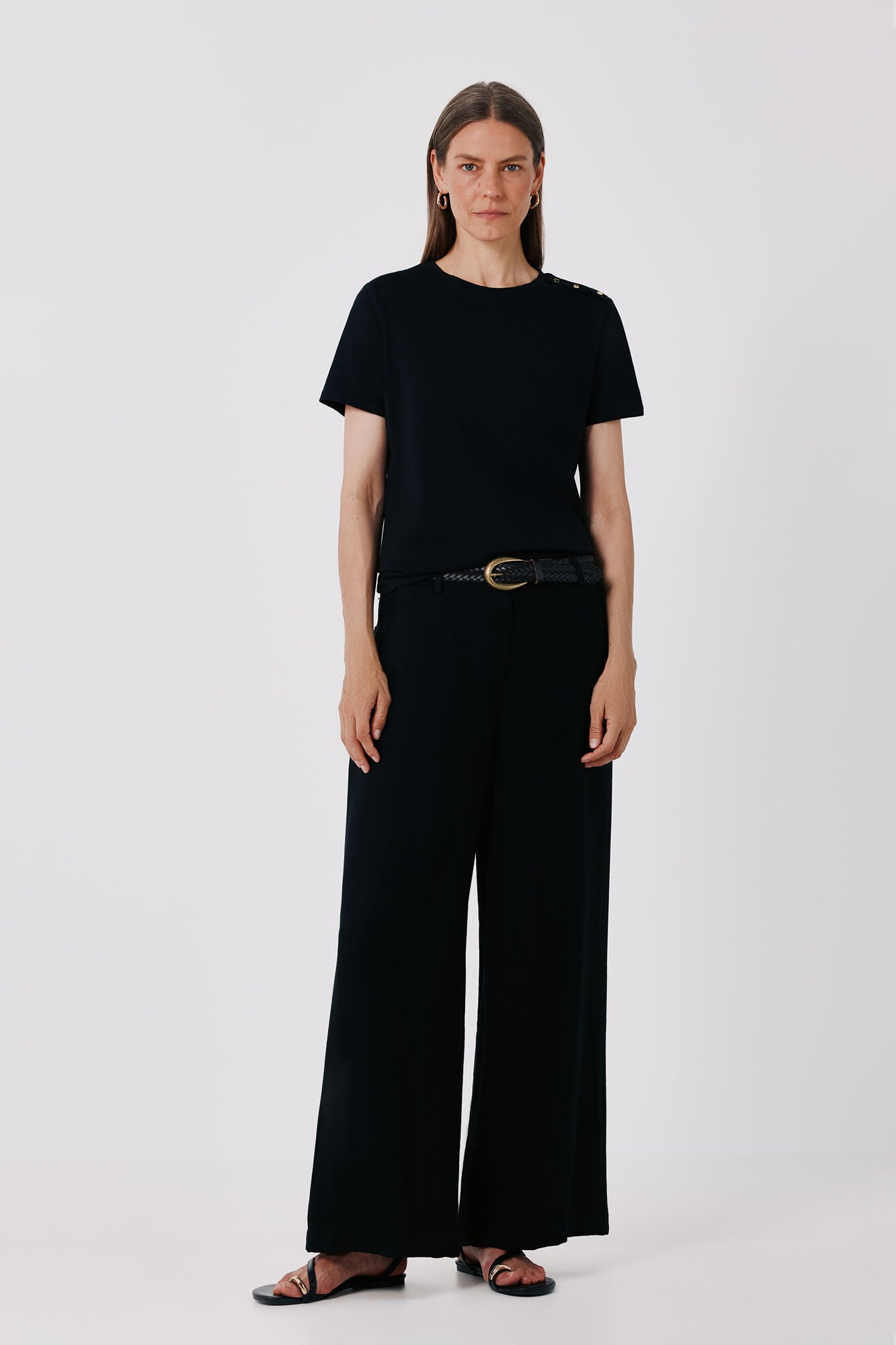 Cortefiel Gold button basic T-shirt