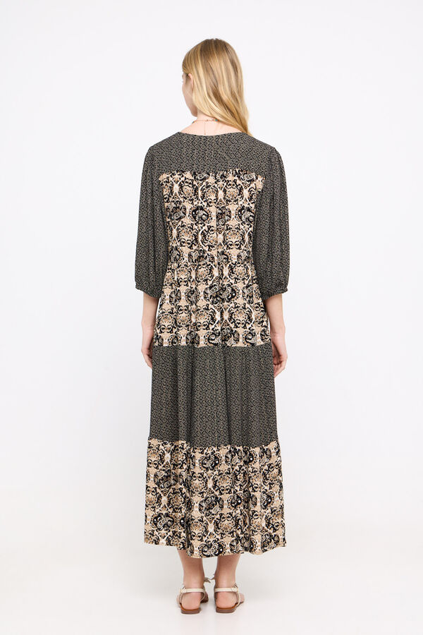 Cortefiel Printed dress with metallic thread Printed grey