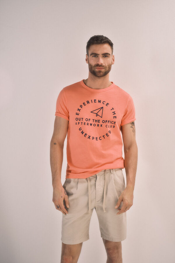 Cortefiel Camiseta print frontal Naranja