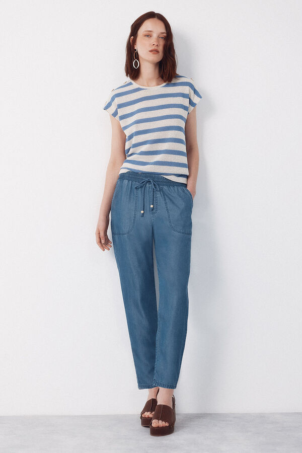 Cortefiel Tencel fluid trousers Blue