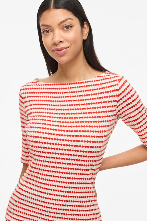 Vila Top de manga 2/4 com gola barco Tostado