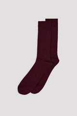 Cortefiel Plain ribbed crew sock Maroon