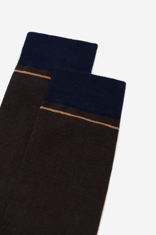 Cortefiel Plain colourful socks Dark brown