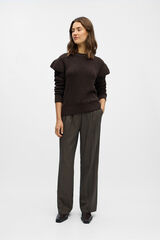 Object Openwork jumper with ruffles Dark brown