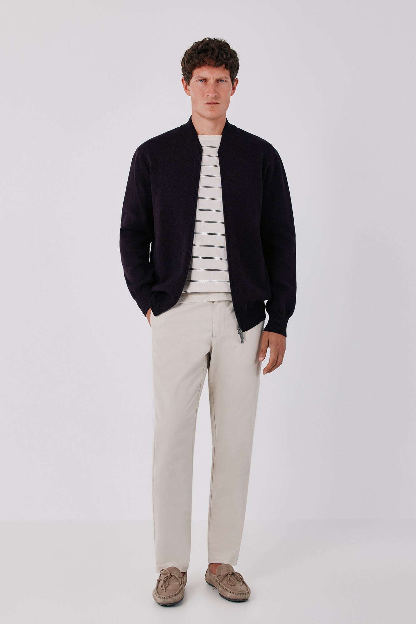 Cortefiel Cotton zip fastening bomber cardigan