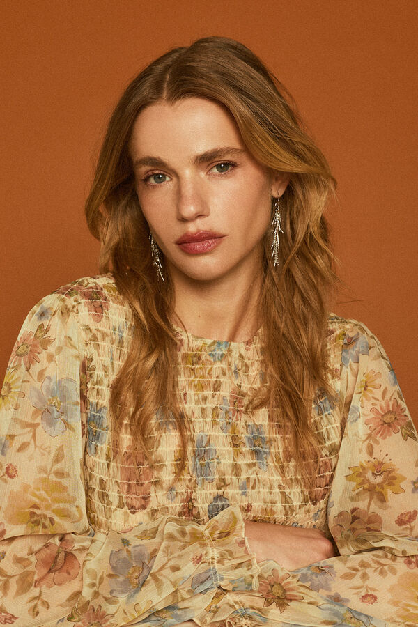 Slowlove Pendientes flecos cadena Gris