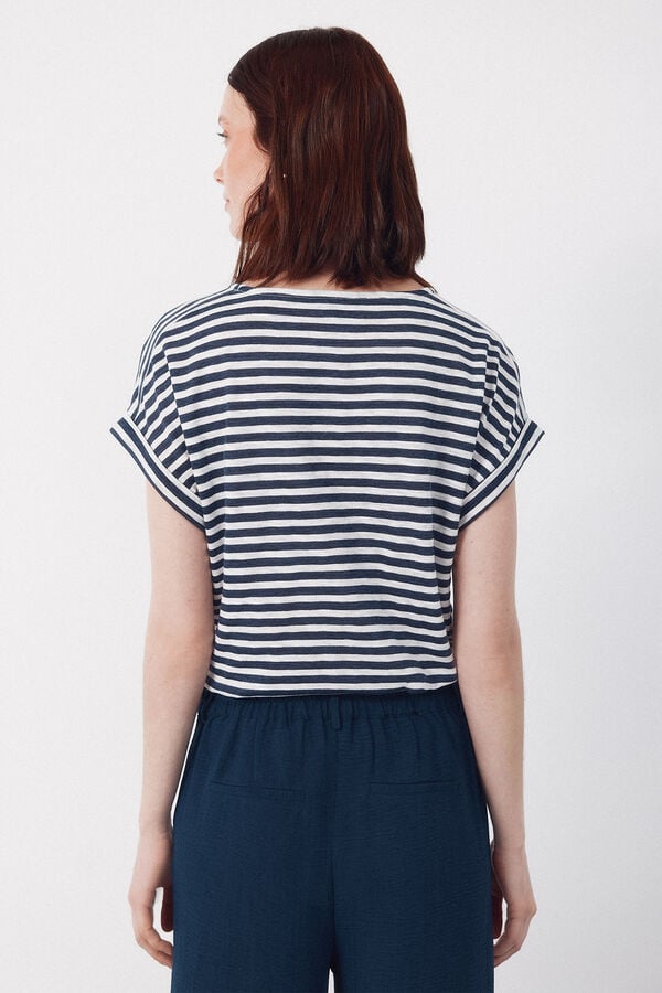 Cortefiel Striped t-shirt Printed blue