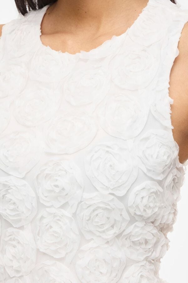 Vila Vestido midi com flores em tecido Branco