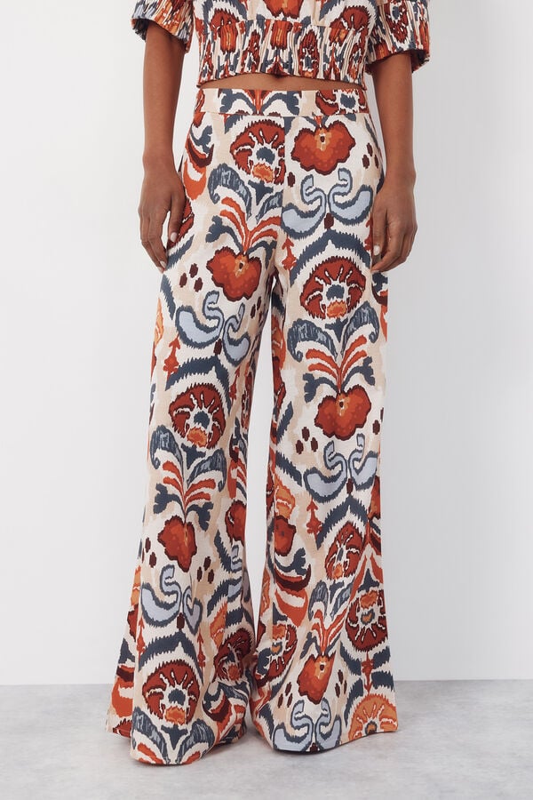 Cortefiel Printed wide-leg trousers Multicolour