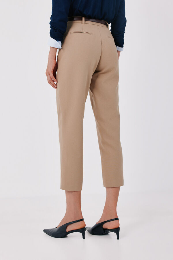 Cortefiel Women's tailored trousers with belt Beige